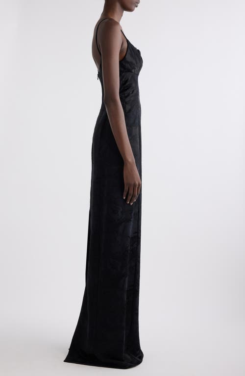 Shop Dries Van Noten Dirios Floral Jacquard Satin Gown In Black