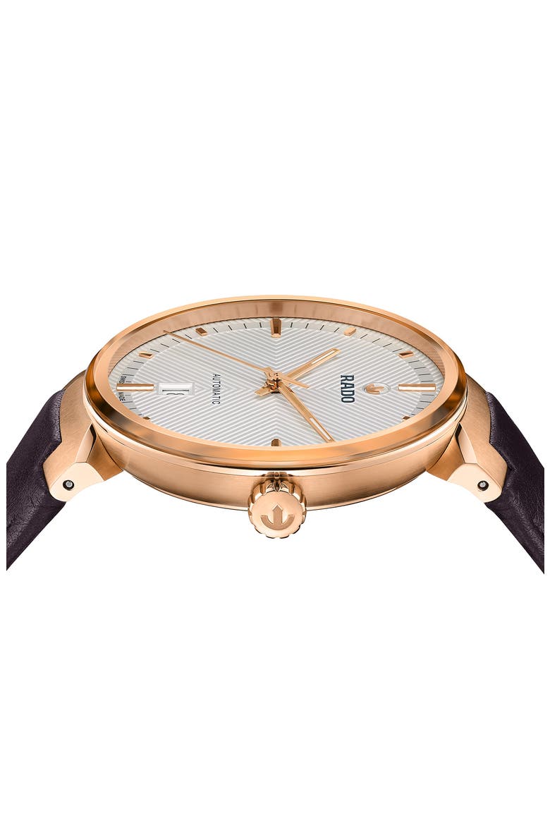 Florence Automatic Leather Strap Watch, 39mm, Alternate, color, BROWN