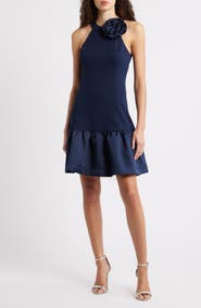 Eliza J Floral Ruffle Hem Sleeveless Dress