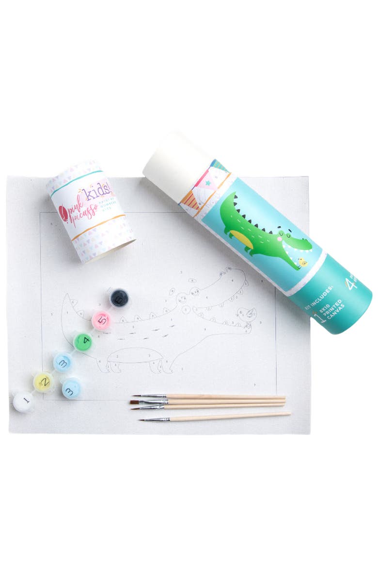 Later Gator Paint-by-Numbers Kit, Alternate, color, Light Blue Canvas
