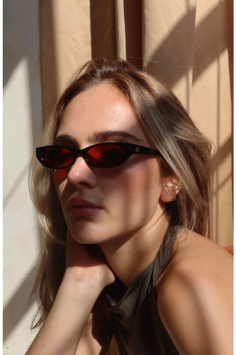 Gisele Cateye Polarized Sunglasses, Alternate, color, Black