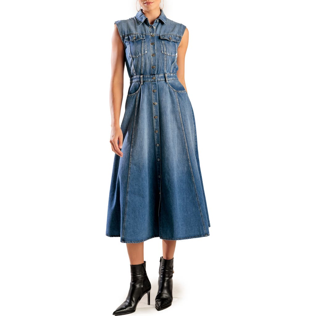 Freemarket Sleeveless Washed Denim Midi Dress