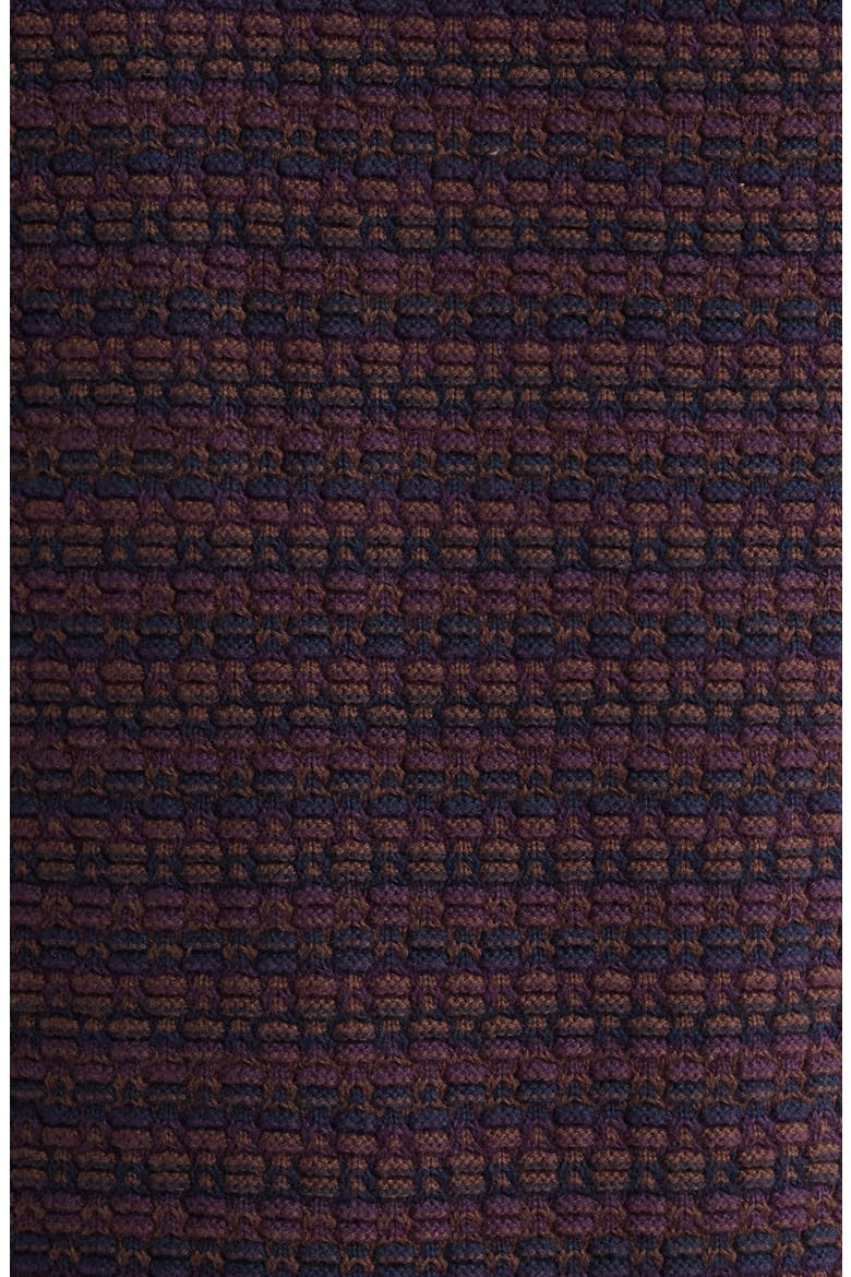 Oban Long Sleeve Mini Geometric Jacquard Polo, Alternate, color, BROWN / NAVY