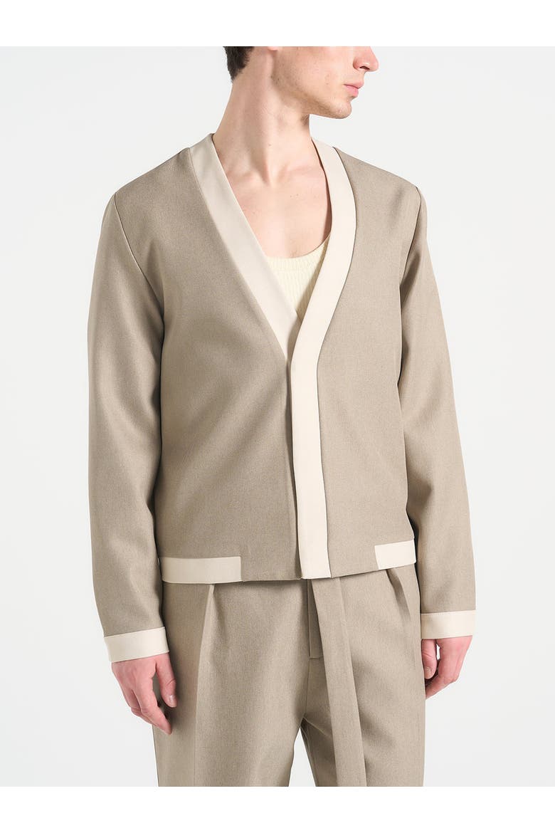 Clovis Cardigan with Contrast Placket, Alternate, color, Beige