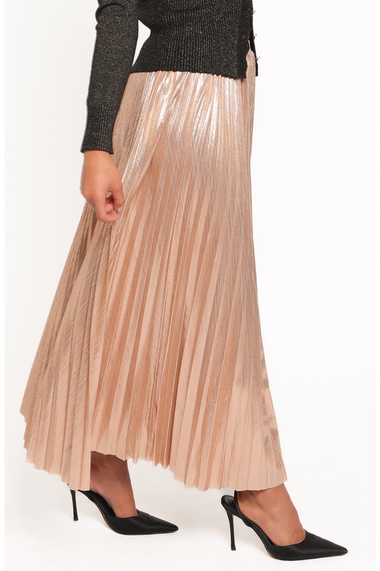 Bethy Pleated Maxi Skirt, Alternate, color, GOLD
