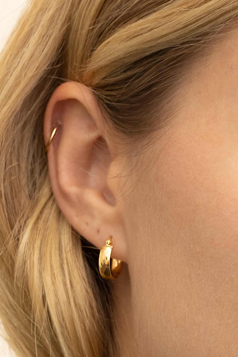 18K Yellow Gold Forever and Ever Mini Hoops, Alternate, color, Yellow Gold