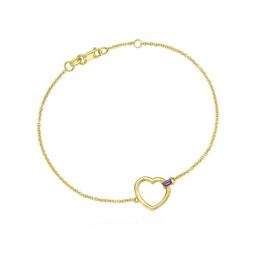The Lovery Fine Jewelry Baguette Amethyst Open Heart Bracelet In Purple