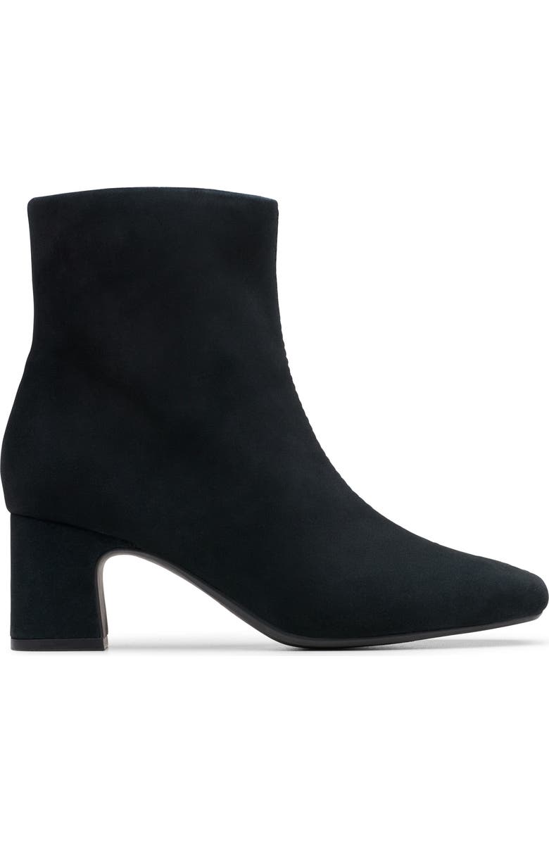 Clarks<sup>®</sup> Fernie Side Zip Block Heel Bootie, Alternate, color, Black Suede