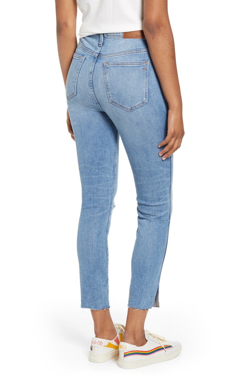 Madewell Ripped 10-Inch High Waist Crop Skinny Jeans, Alternate, color, 