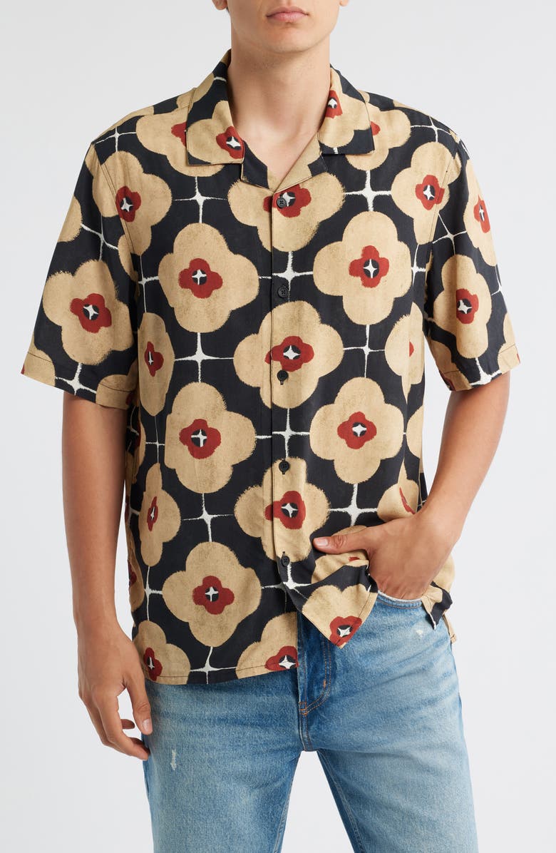 Wax London Didcot Holiday Camp Shirt, Main, color, Black / Red