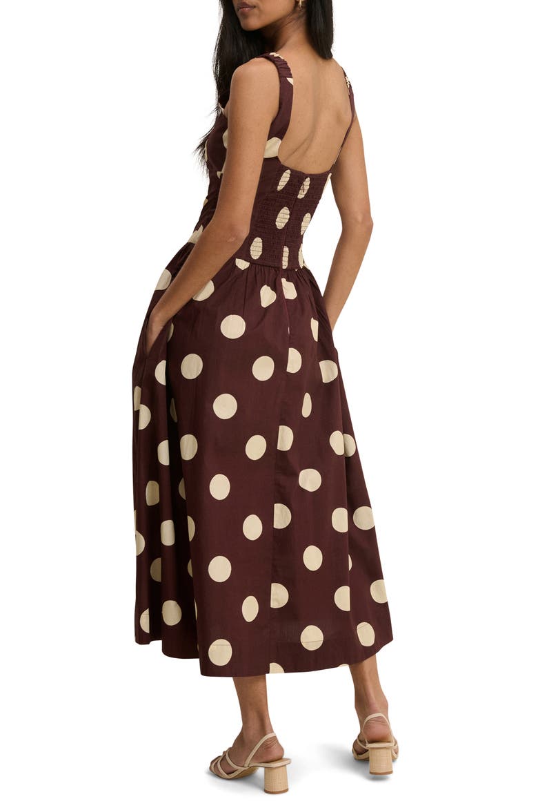Soraya Dot Sleeveless Maxi Dress, Alternate, color, BROWN