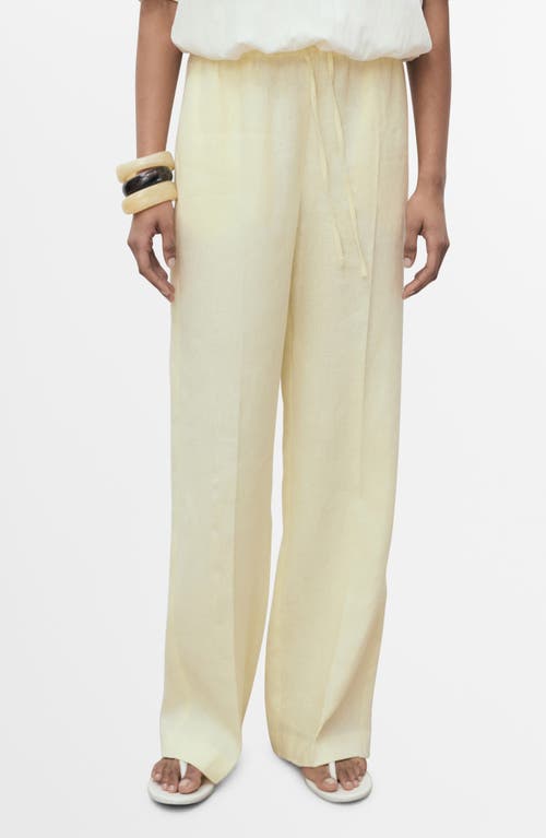 Mango Tie Waist Wide Leg Linen Pants