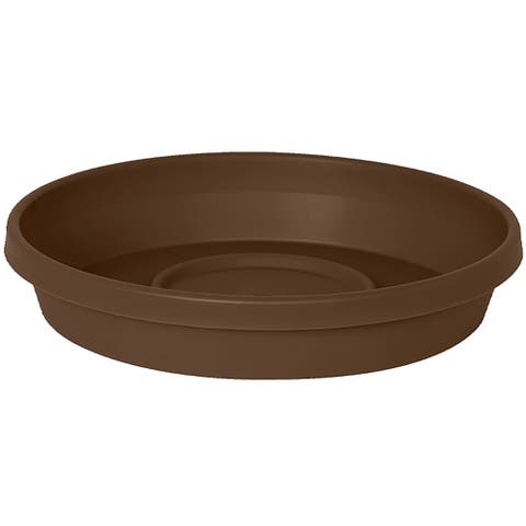 Terra 17 Inch Resin Saucer, Chocolate Brown Round Flower Pot Tray