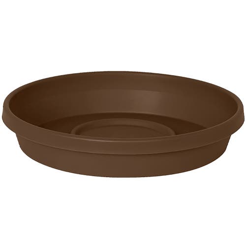 Bloem Terra 17 Inch Resin Saucer, Chocolate Brown Round Flower Pot Tray In Brown