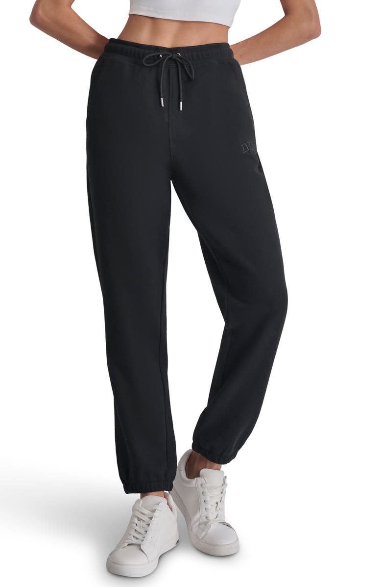 DKNY Varsity Embroidered Logo Relaxed Fit Fleece Joggers, Main, color,