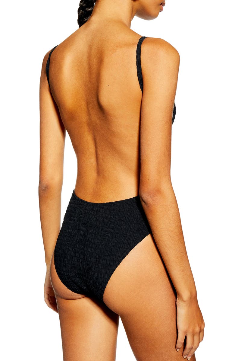 Topshop Plunge One-Piece Swimsuit, Alternate, color, 