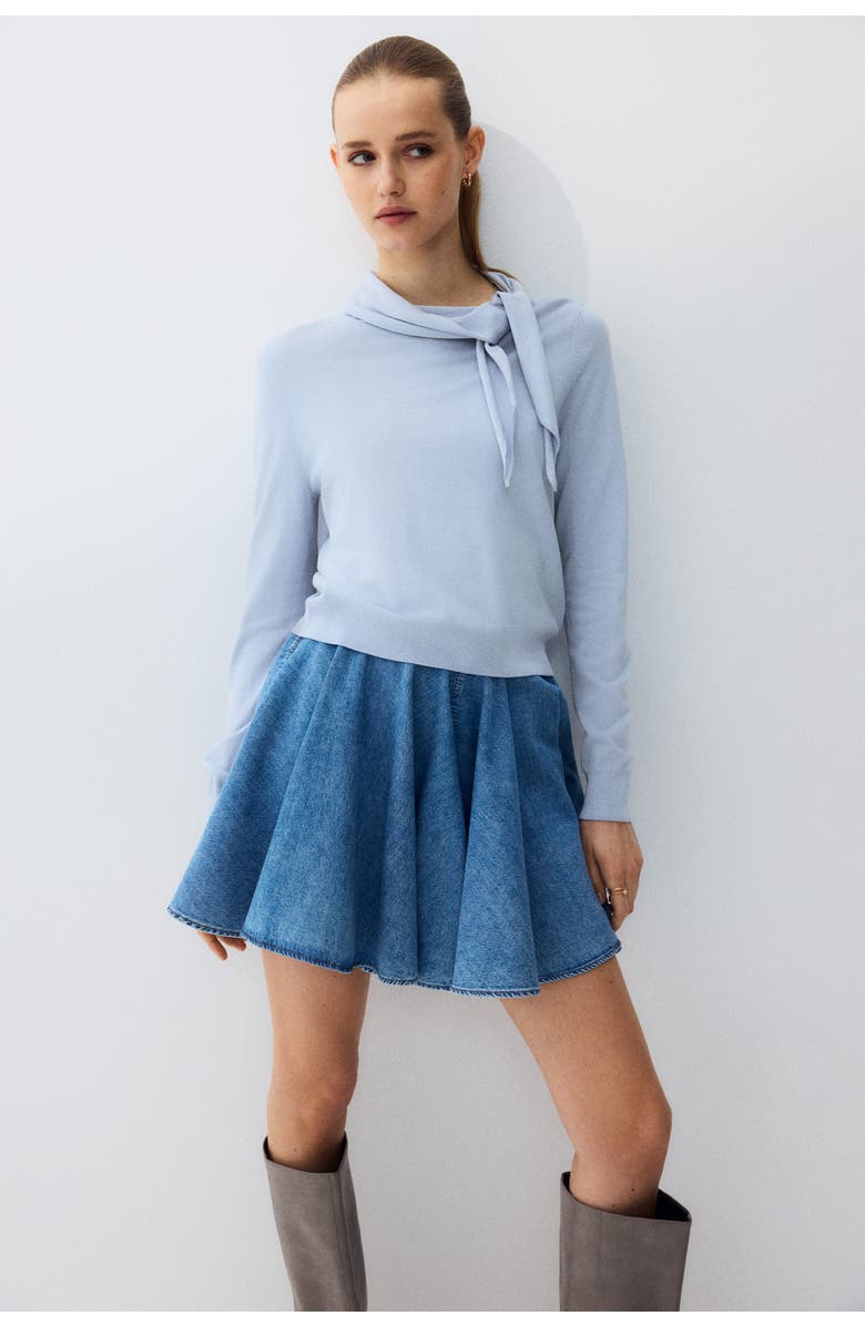 H&M Scarf-collar Jumper, Alternate, color, Light Blue