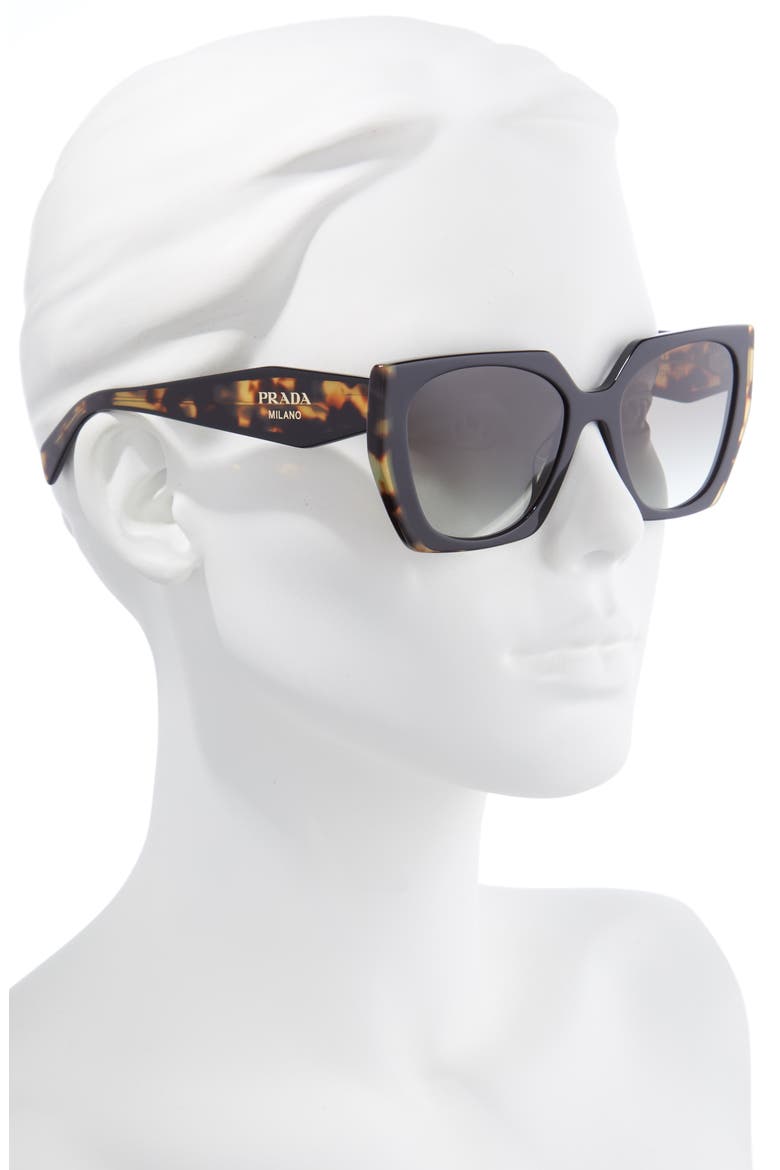 54mm Gradient Rectangle Sunglasses, Alternate, color, BLACK/MEDIUM TORTOISE/ GREY