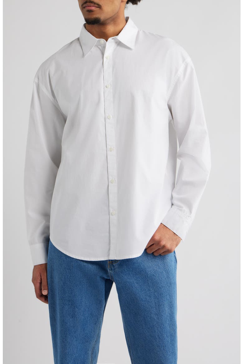 Oversize Cotton Button-Up Shirt, Main, color, WHITE