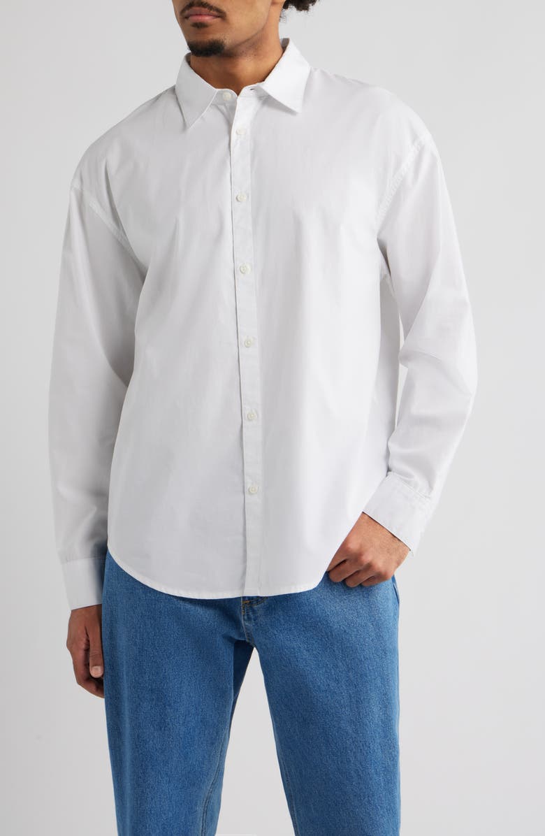 BP. Oversize Cotton Button-Up Shirt, Main, color, White