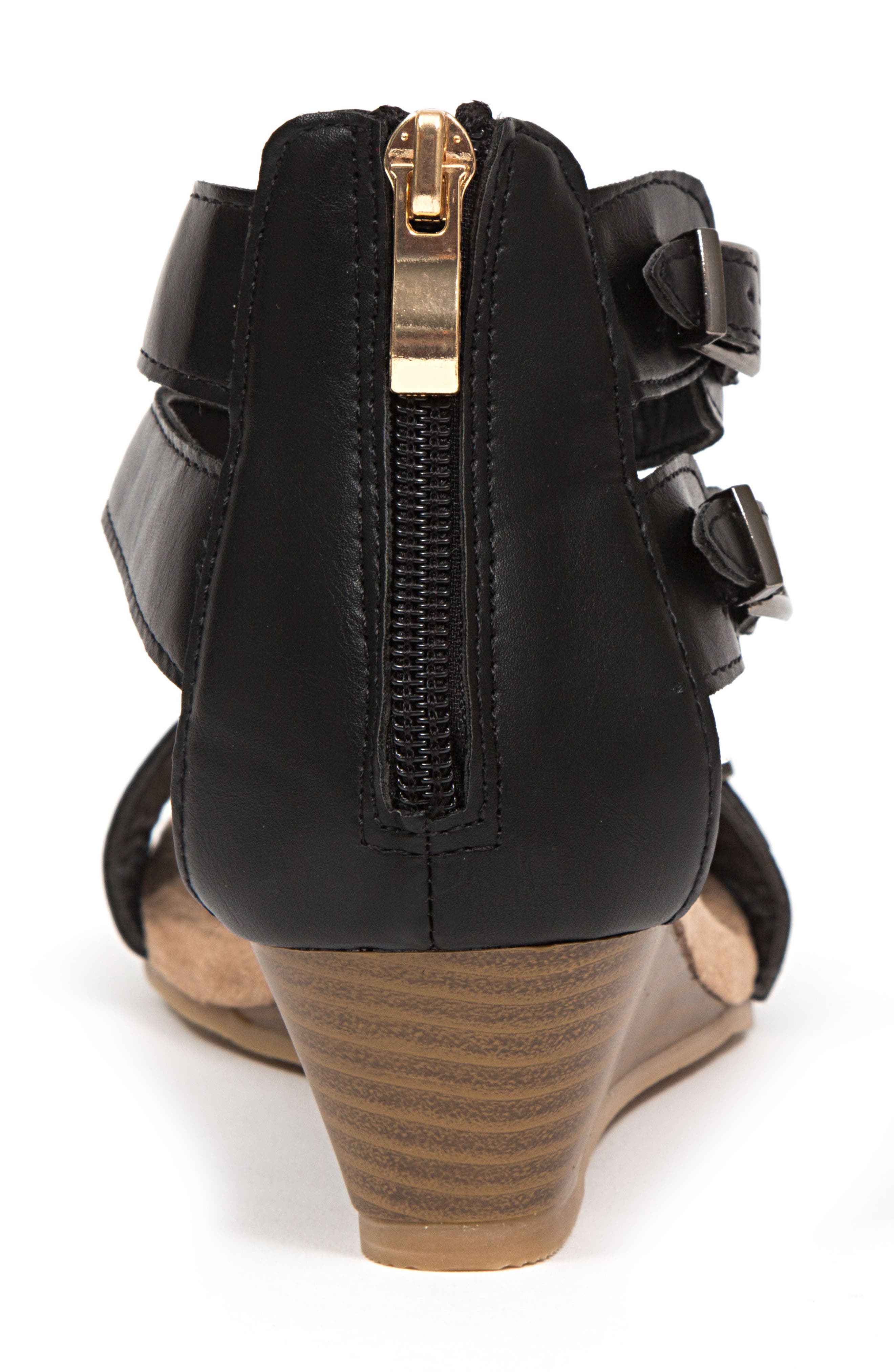 Softy Wedge Heel Sandal, Alternate, color, BLACK