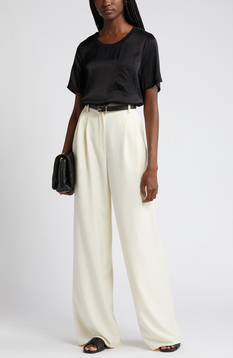 Nordstrom Woven Pocket T-Shirt, Alternate, color, Black