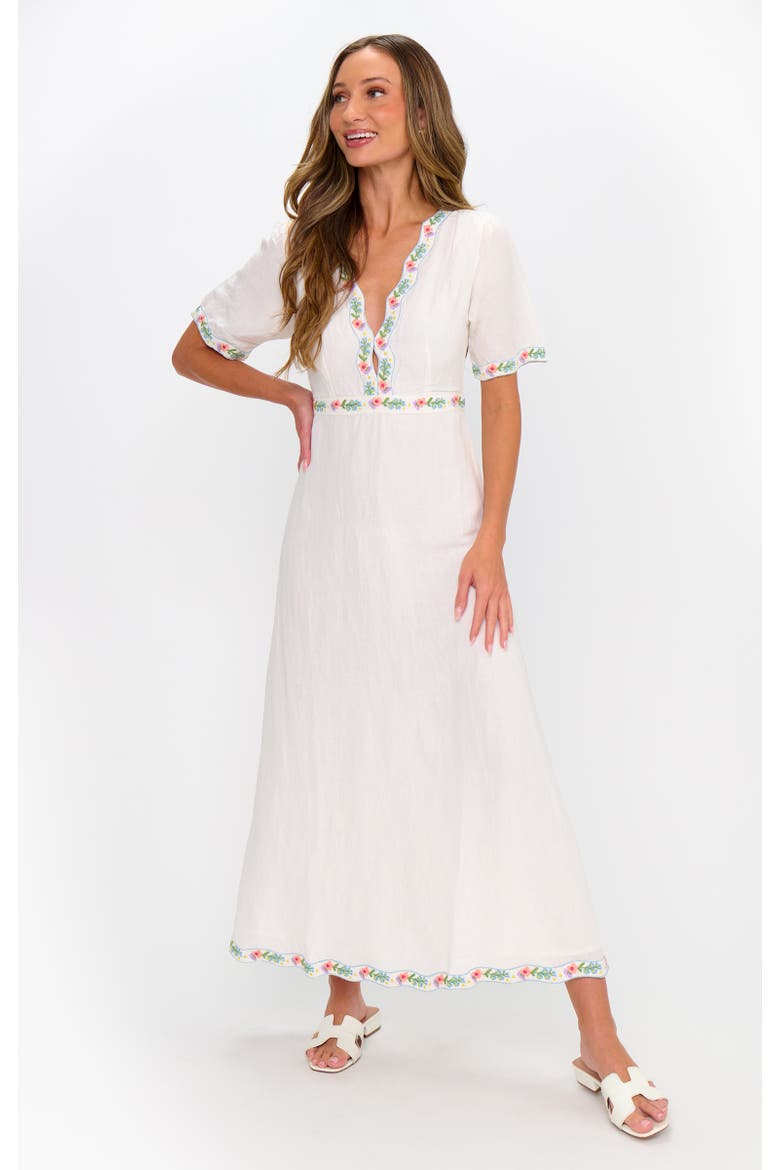 Thea Midi Dress, Alternate, color, Wild Meadow Embroidery
