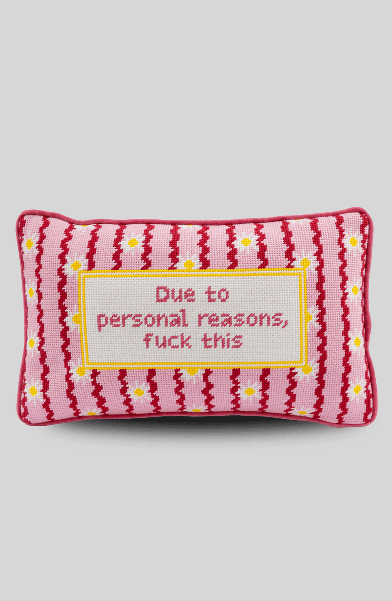 Furbish Studio F This Needlepoint Pillow, Main, color, F This