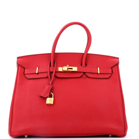 Birkin Handbag Red Togo with Gold Hardware 35