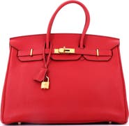 Pre-Owned Hermes Birkin Handbag Red Togo with Gold Hardware 35