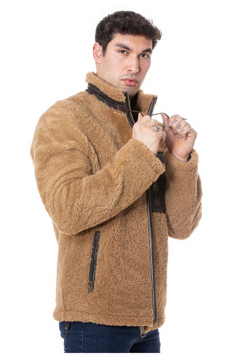 Furniq UK Lawrence Sheepskin Teddy Coat, Alternate, color, Camel