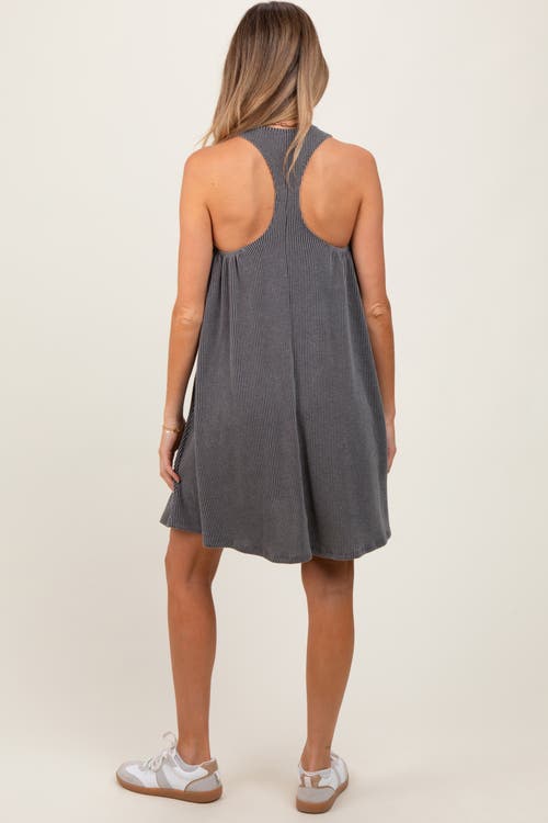 Pinkblush Ribbed Sleeveless Open Back Midi Dress In Gray