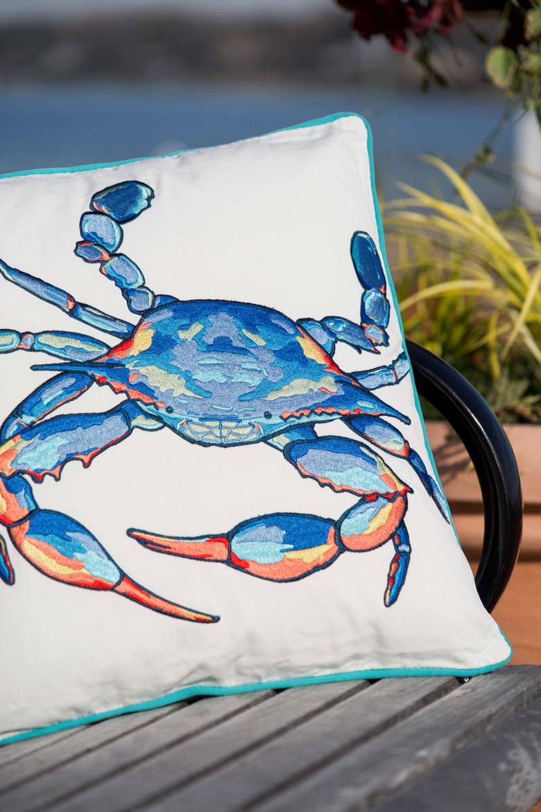 Tropical Punch Happy Crab Indoor/Outdoor Accent Throw Pillow 18" x 18", Alternate, color, Blue