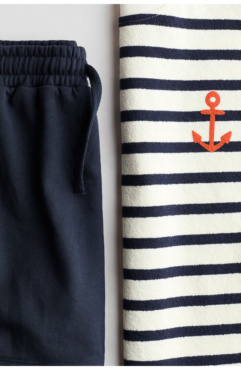 H&M 2-piece Cotton Set, Alternate, color, Navy Blue/Anchor