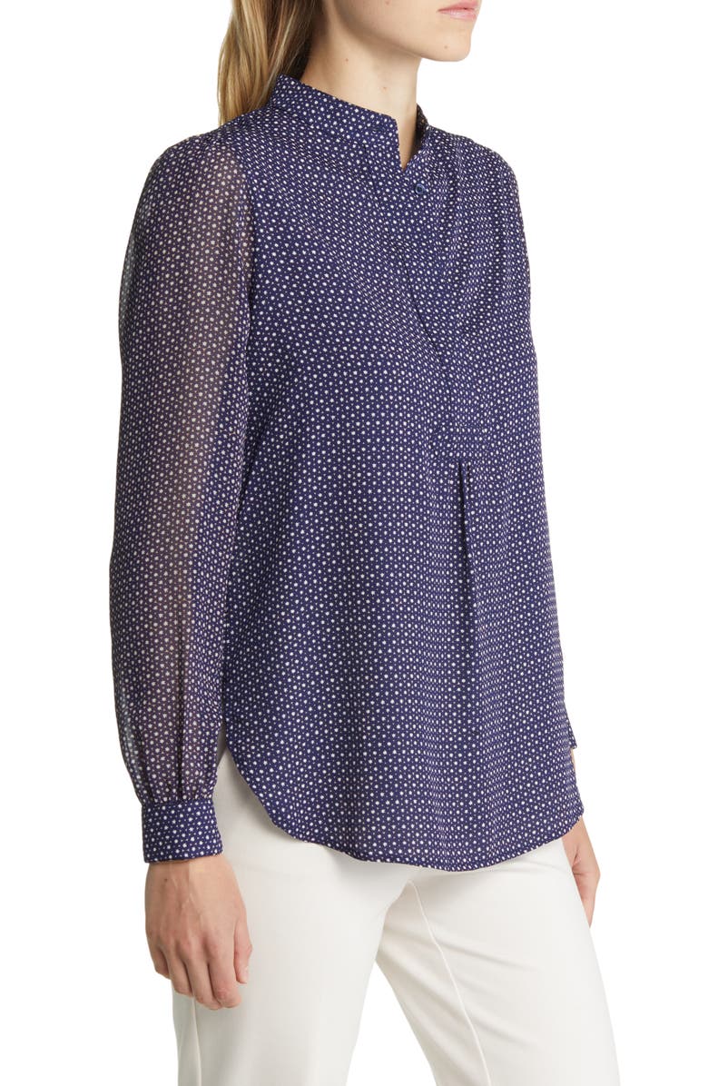 Anne Klein Geo Print Poet Blouse, Alternate, color, Distant Mountain Combo