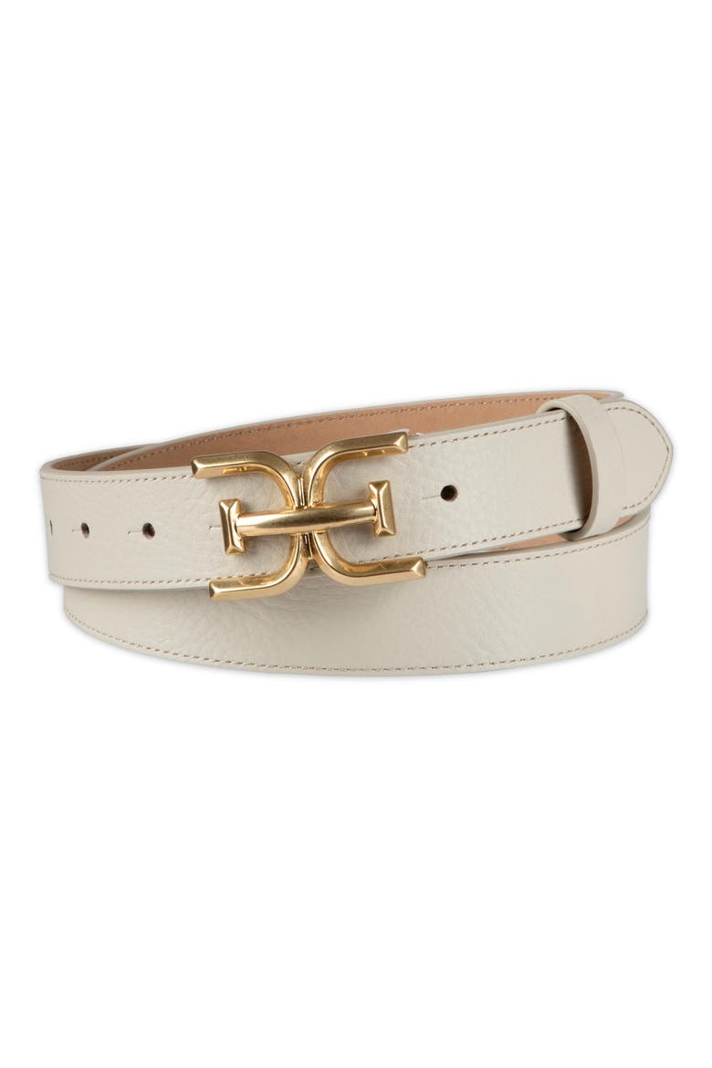 Logo Buckle Leather Belt, Alternate, color, IVORY