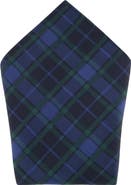 Trafalgar Ives Green and Navy Blackwatch Plaid Silk Pocket Square