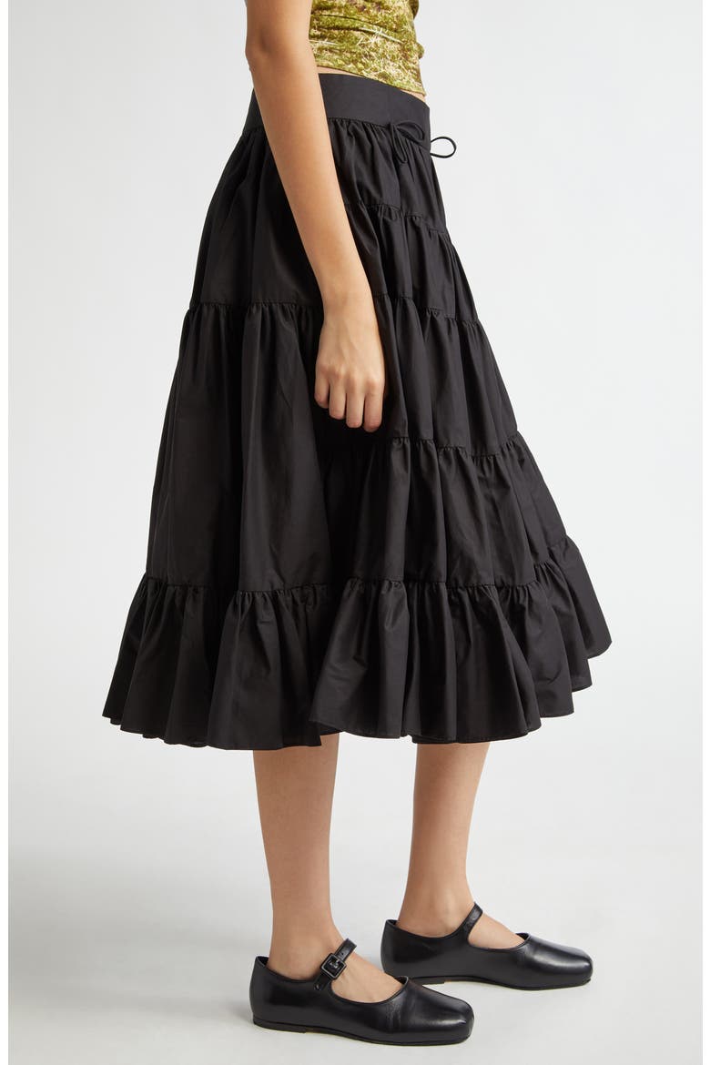 Hetti Tiered Midi Skirt, Alternate, color, BLACK