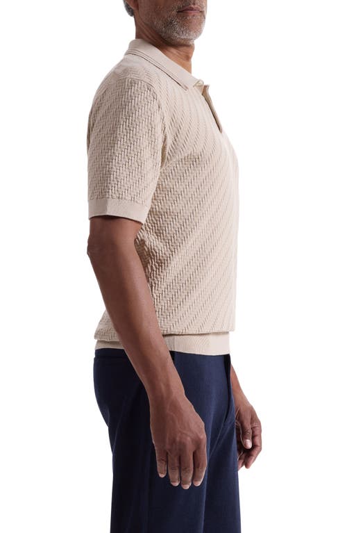 Bugatchi Basket Stitch Cotton Blend Polo Sweater