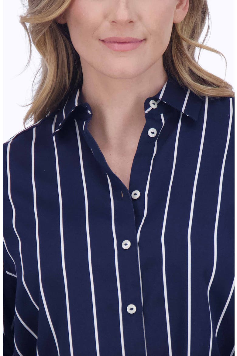 Stripe Tunic Button-Up Shirt, Alternate, color, NAVY