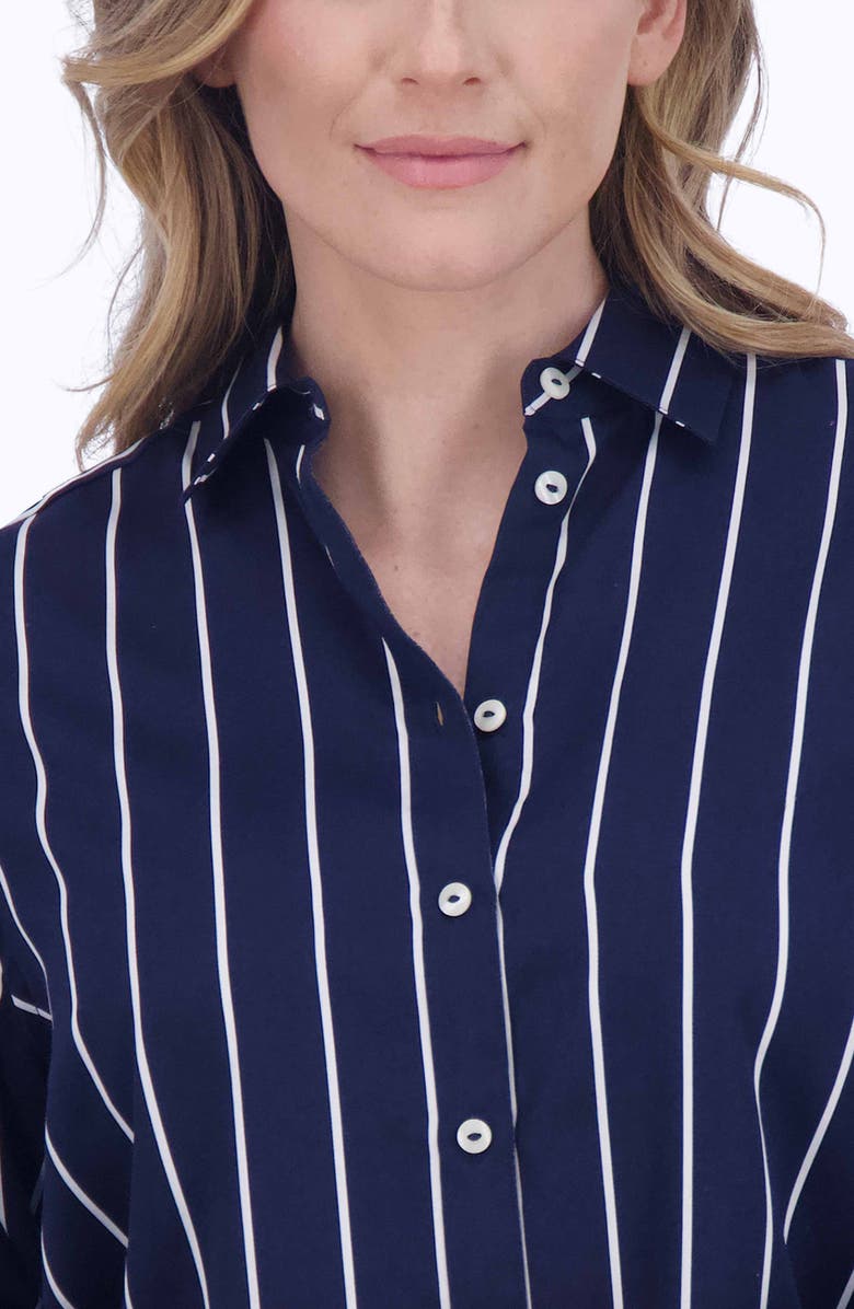 Foxcroft Stripe Tunic Button-Up Shirt, Alternate, color, 