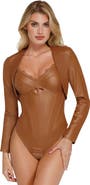 Popilush Long Sleeve Faux Leather Bolero Jacket