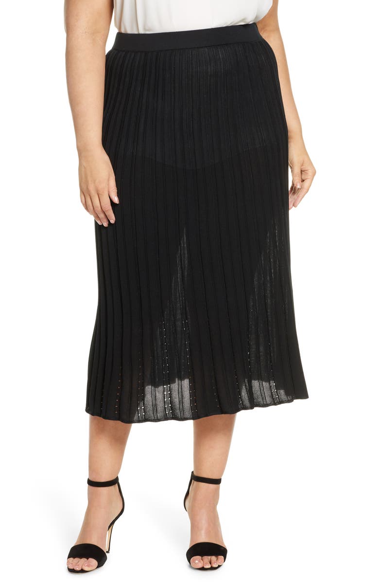 Ming Wang Pointelle Knit Skirt, Main, color, 