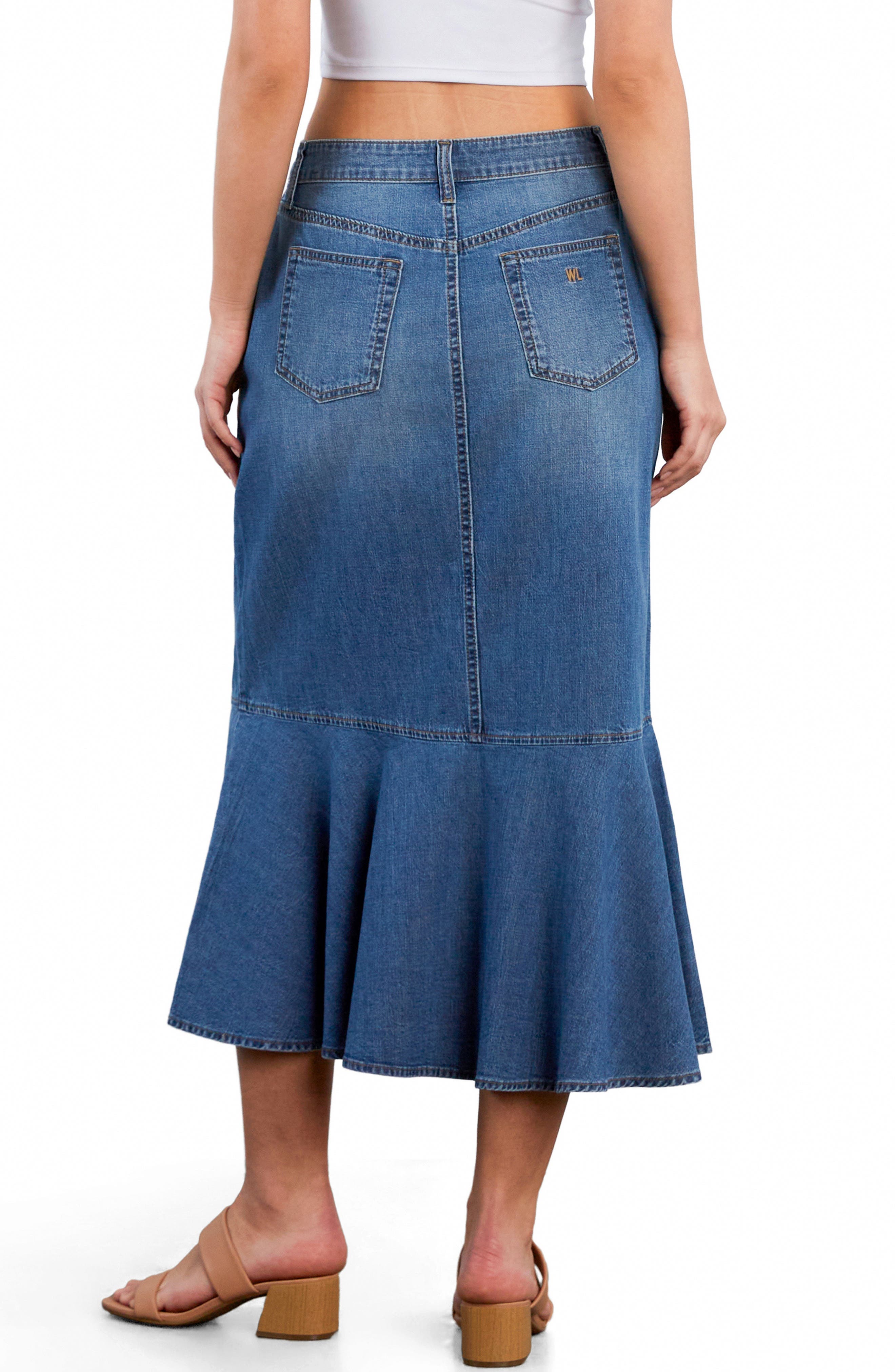 Wash Lab Denim Denim Midi Mermaid Skirt (Women) | Nordstrom