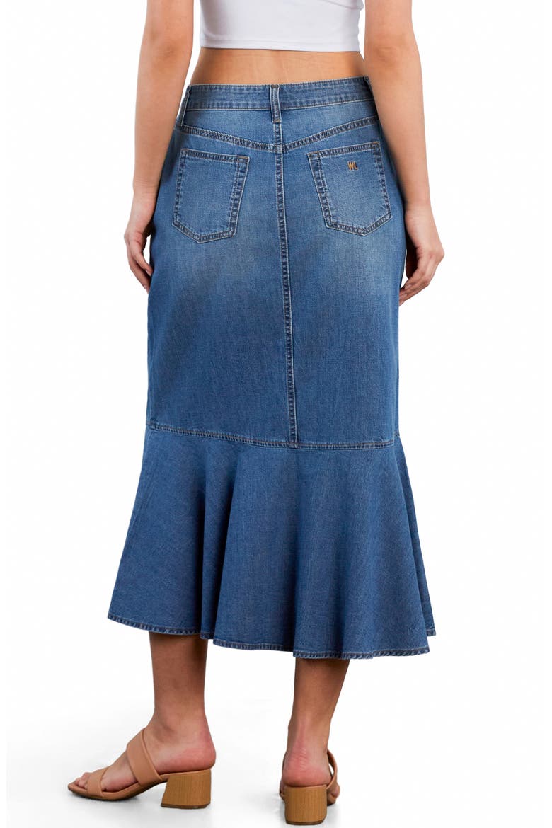 Denim Midi Mermaid Skirt, Alternate, color, DENIM BLOOM