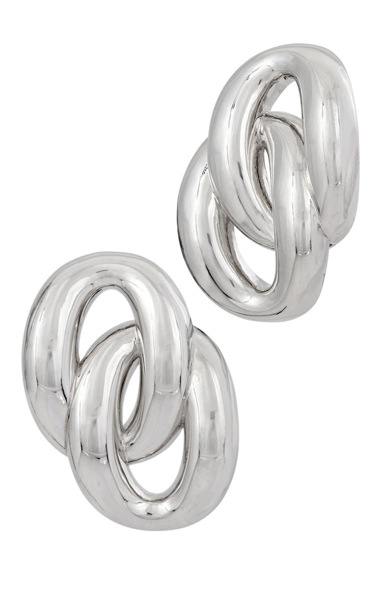 SAVVY CIE JEWELS Bold Fashion Link Drop Earrings, Main, color, Silver