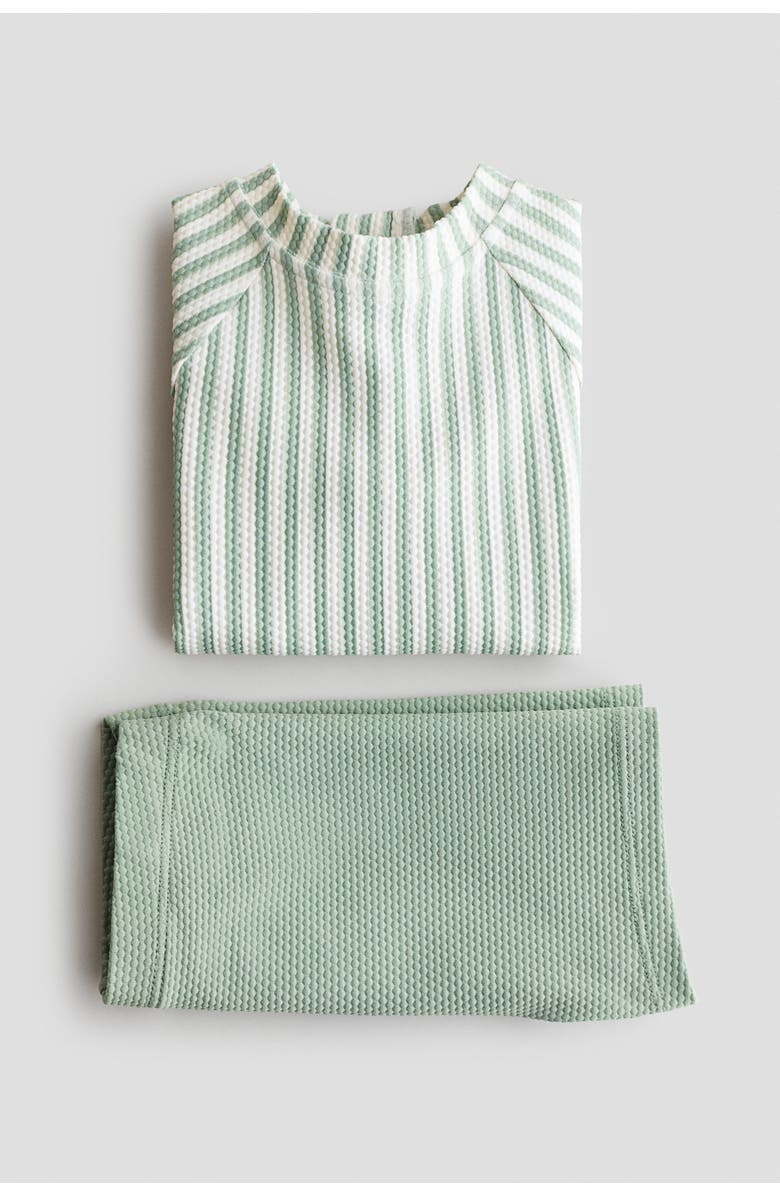 H&M Swim set upf 50, Alternate, color, Light Green/White Striped