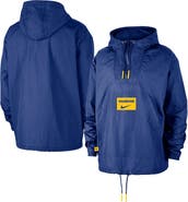 Nike Men's Nike  Royal Golden State Warriors Courtside Premium Club Anorak Quarter-Zip Hoodie Jacket