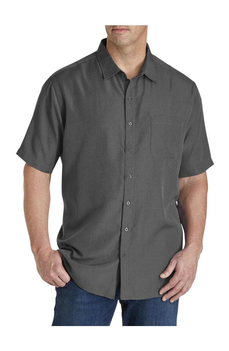 Harbor Bay by DXL Microfiber Comfort Grid Sport Shirt, Main, color, Castlerock