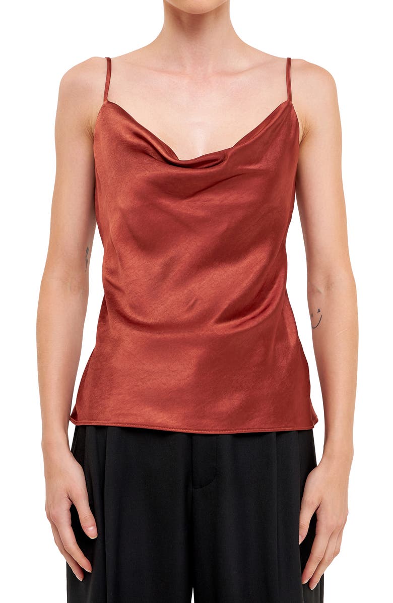 Endless Rose Cowl Neck Camisole, Alternate, color, Brown